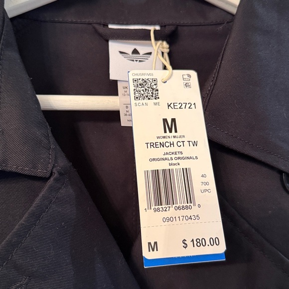 NWT Adidas | Black Long Trench Coat - Medium but VERY oversized like Large - Picture 9 of 17